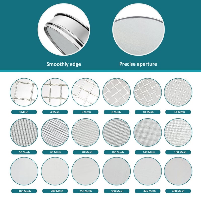 LVDALAB 304 Stainless Steel Mesh Lab Sieve, 2800 Mesh(0.003mm) Aperture Test Sieve, 7.9Inch(20cm) Diameter Economy Standard Analysis Sample Test Sieves for Industrial Laboratory Homes - Image 3